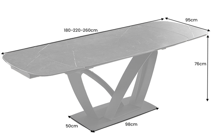Masa de dining PAPILLON extensibila cu aspect ceramic, 180-220-260 cm [9]