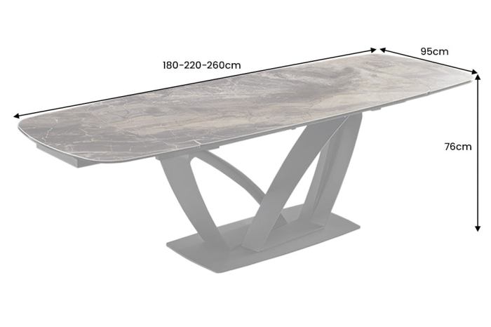 Masa de dining PAPILLON extensibila cu aspect ceramic, 180-220-260 cm [10]