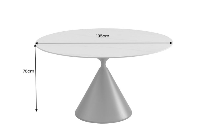 Masa de dining SIGNATURE cu blat ceramic alb, 135 cm [7]