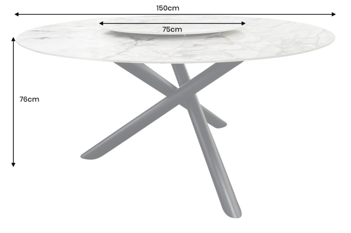 Masa de dining SPIN cu platou rotativ detasabil si aspect de marmura, 150 cm [7]
