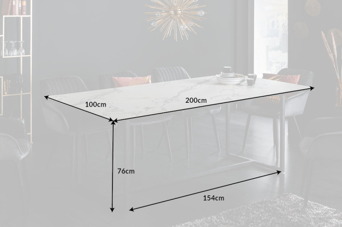 Masa de dining SYMBIOSE cu aspect de marmura, 200 cm [9]