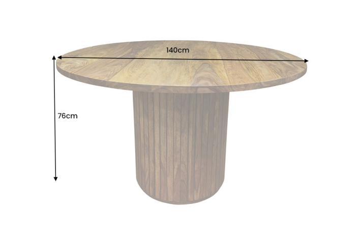 Masă de dining TRES CHIC Ø 140cm rotundă din lemn de sheesham, finisaj piatră maro [7]