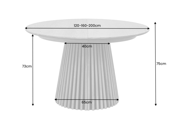 Masă de dining VALHALLA WOOD rotundă 120-160-200cm extensibilă stejar natural [9]