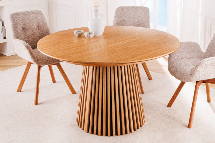 Masă de dining VALHALLA WOOD rotundă 120-160-200cm extensibilă stejar natural [5]