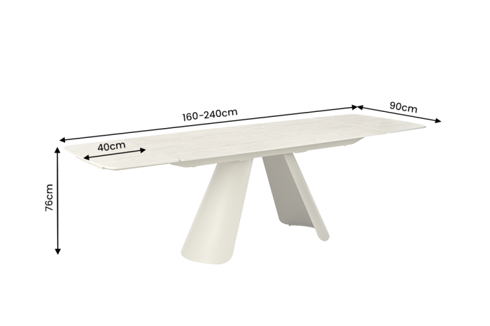 Masă de dining VOGUE 160-240 cm extensibilă, blat din ceramică travertin bej cu cadru metalic gri-bej [11]
