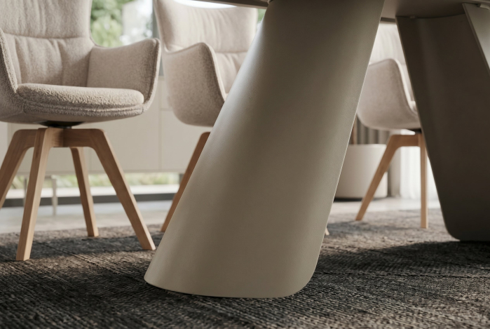 Masă de dining VOGUE 160-240 cm extensibilă, blat din ceramică travertin bej cu cadru metalic gri-bej [10]