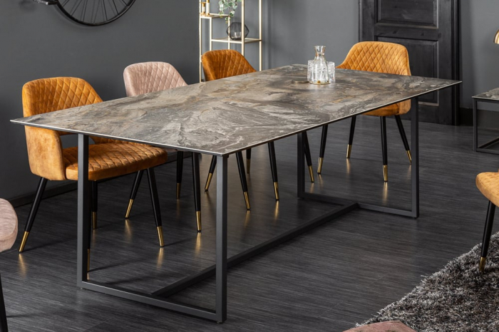 Masa dining cu blat din ceramica Symbiose 200 cm, gri-maro [2]