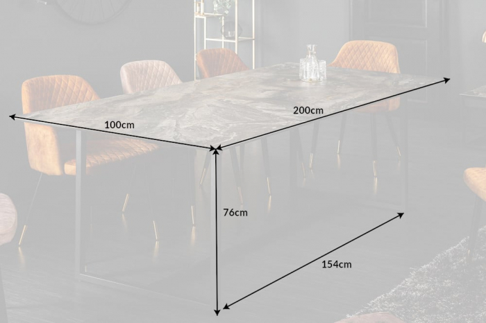 Masa dining cu blat din ceramica Symbiose 200 cm, gri-maro [9]