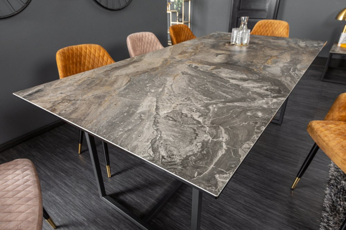 Masa dining cu blat din ceramica Symbiose 200 cm, gri-maro [3]