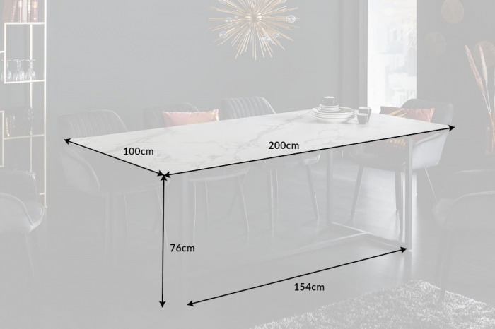 Masa dining cu blat din ceramica Symbiose 200 cm, alb-gri [9]