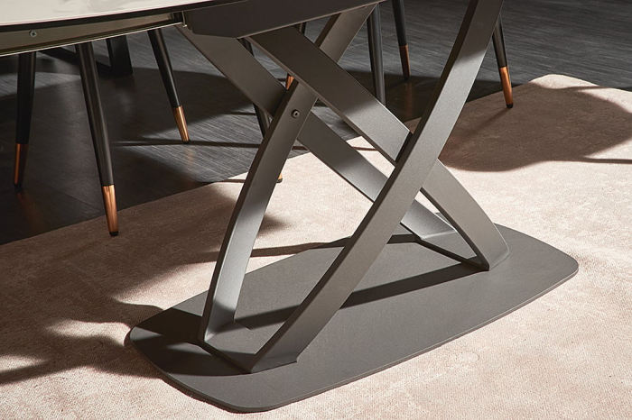 Masa dining extensibila cu blat din ceramica Inception 130-190 cm, alb [9]