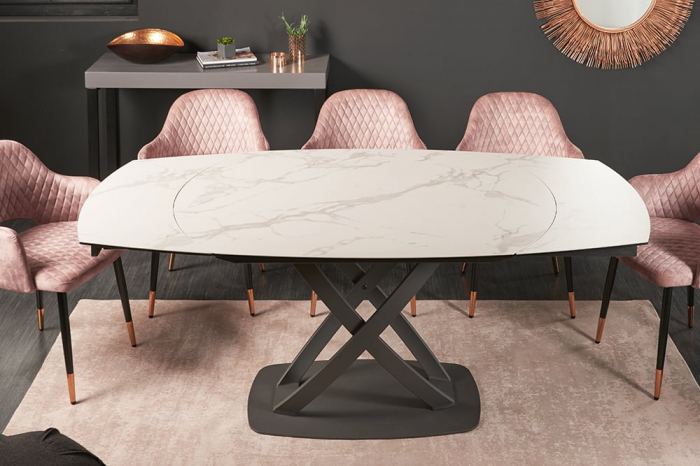 Masa dining extensibila cu blat din ceramica Inception 130-190 cm, alb [2]