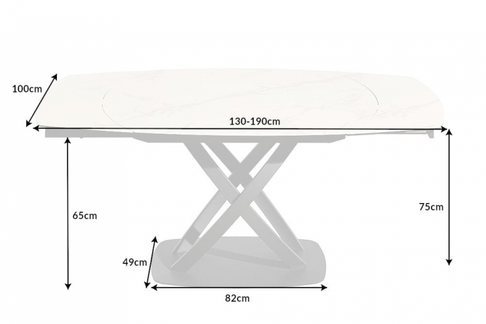 Masa dining extensibila cu blat din ceramica Inception 130-190 cm, alb [11]