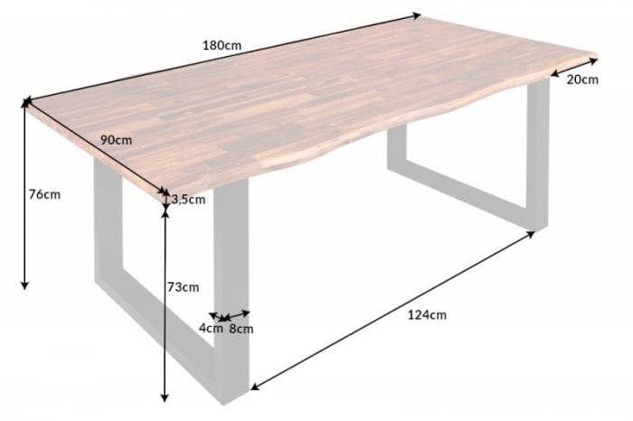 Masa dining dreptunghiulara Genesis cu blat din lemn de salcam, 180 cm [5]