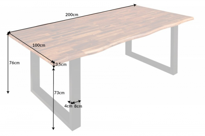 Masa dining dreptunghiulara Genesis cu blat din lemn de salcam, 200 cm [6]