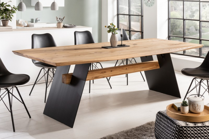 Masa dining dreptunghiulara Grand Oak cu blat din lemn de stejar, 200 cm [2]