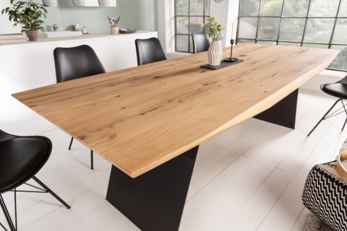 Masa dining dreptunghiulara Grand Oak cu blat din lemn de stejar, 200 cm [3]