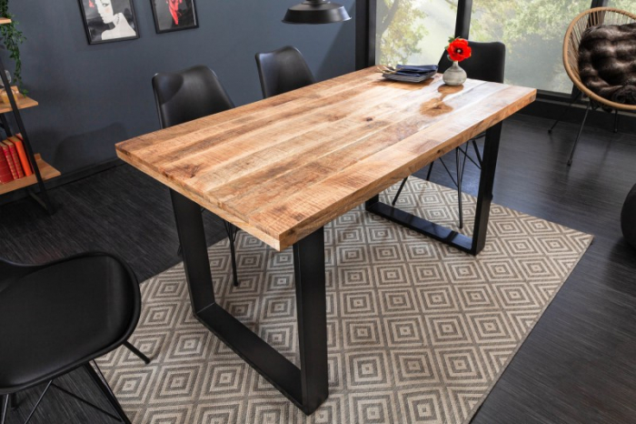 Masa dining dreptunghiulara Iron Craft cu blat din lemn de mango, 140 cm [4]