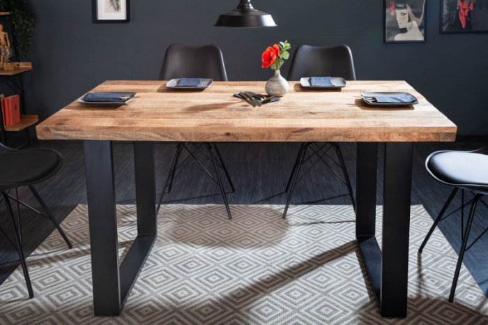 Masa dining dreptunghiulara Iron Craft cu blat din lemn de mango, 140 cm [3]