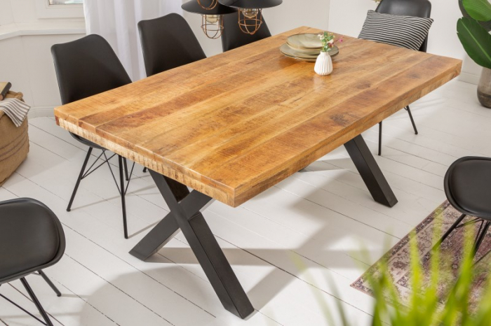 Masa dining dreptunghiulara Iron Craft cu blat din lemn de mango, 160 cm [3]