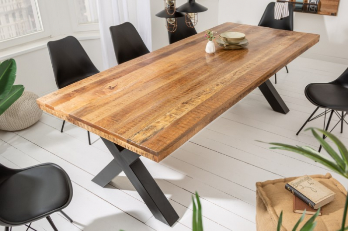 Masa dining dreptunghiulara Iron Craft cu blat din lemn de mango, 200 cm [3]