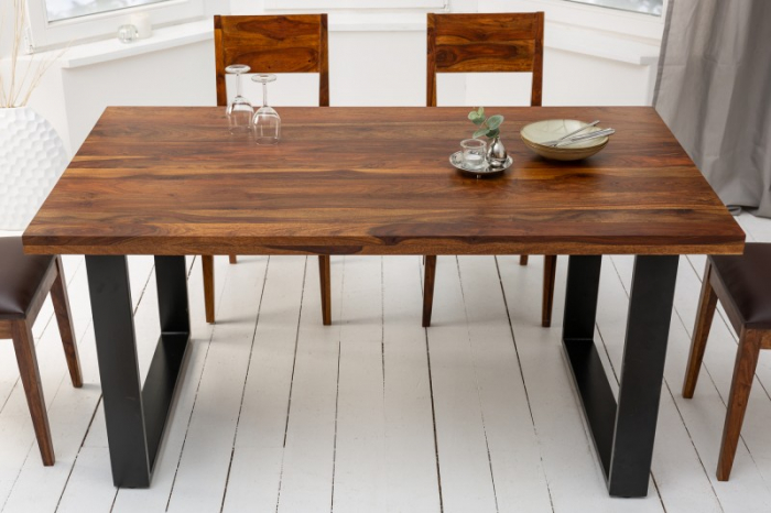 Masa dining dreptunghiulara Iron Craft cu blat din lemn de Sheesham, 140 cm [4]