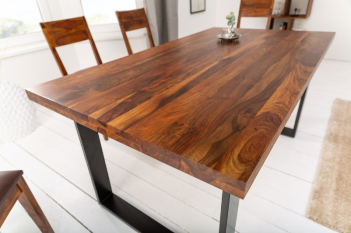 Masa dining dreptunghiulara Iron Craft cu blat din lemn de Sheesham, 140 cm [3]