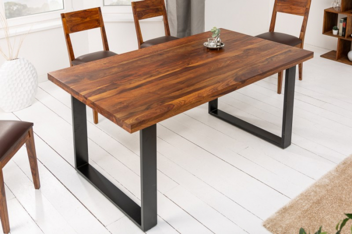 Masa dining dreptunghiulara Iron Craft cu blat din lemn de Sheesham, 140 cm [2]