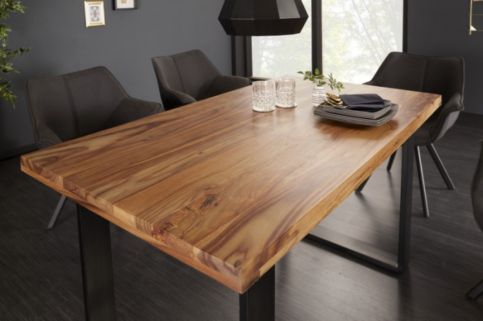 Masa dining dreptunghiulara Iron Craft cu blat din lemn de Sheesham, 140 cm [2]