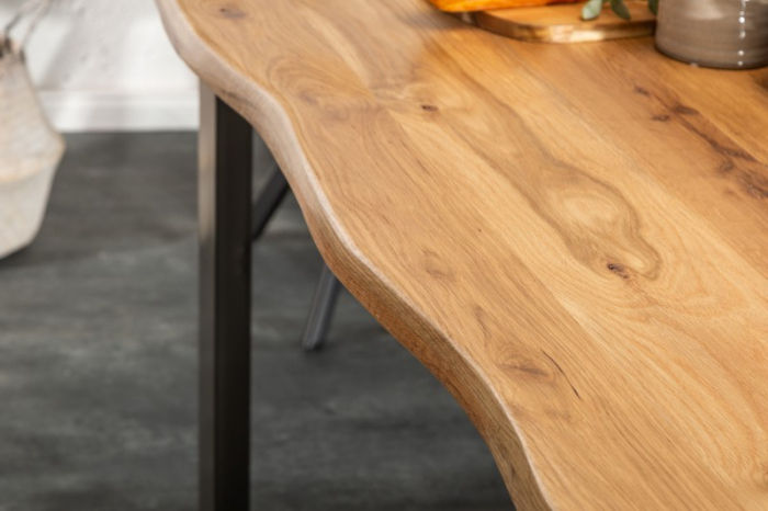 Masa dining dreptunghiulara Living Edge cu blat din lemn de stejar, 160 cm [4]