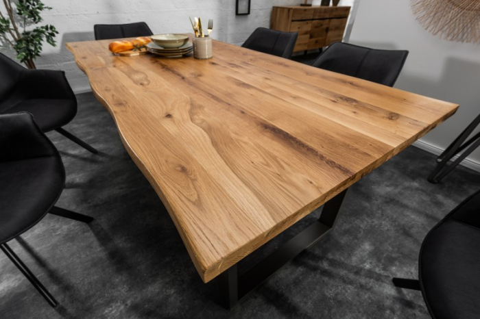 Masa dining dreptunghiulara Living Edge cu blat din lemn de stejar, 160 cm [2]