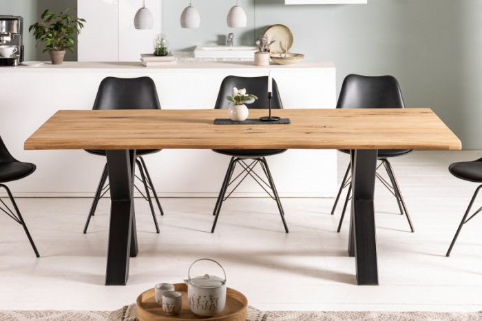 Masa dining dreptunghiulara Living Edge cu blat din lemn de stejar, 200 cm [3]