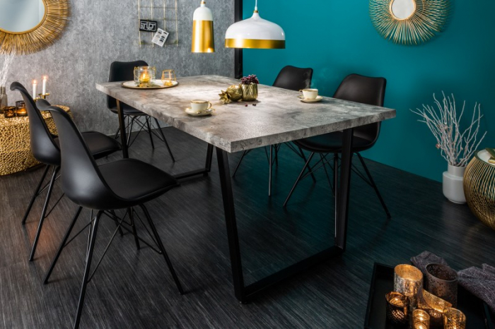 Masa dining dreptunghiulara Loft cu blat din MDF si aspect de beton, 160 cm [2]