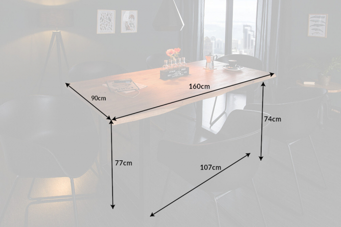Masa dining dreptunghiulara Mammut cu blat din lemn de salcam, 160 cm [6]