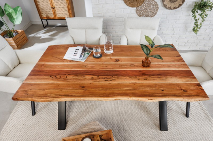 Masa dining dreptunghiulara Mammut cu blat din lemn de salcam si grosime de 2,6 cm, 160 cm [2]