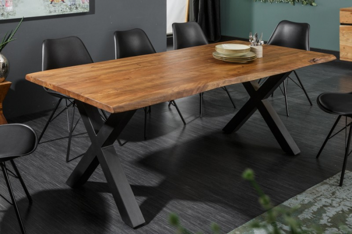 Masa dining dreptunghiulara Mammut cu blat din lemn de salcam si grosime de 3,5 cm, 160 cm [2]