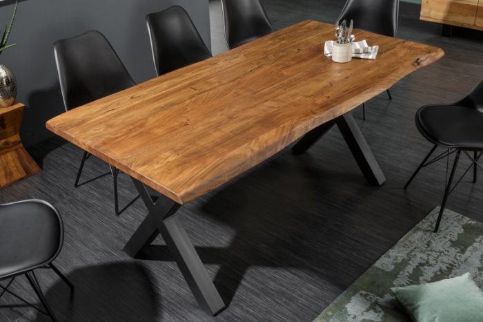 Masa dining dreptunghiulara Mammut cu blat din lemn de salcam si grosime de 3,5 cm, 160 cm [3]