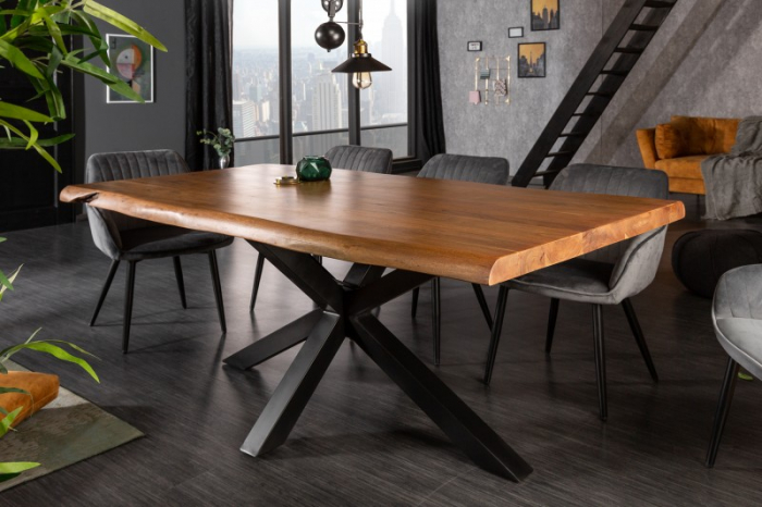 Masa dining dreptunghiulara Mammut cu blat din lemn de salcam si grosime de 6 cm, 180 cm [3]