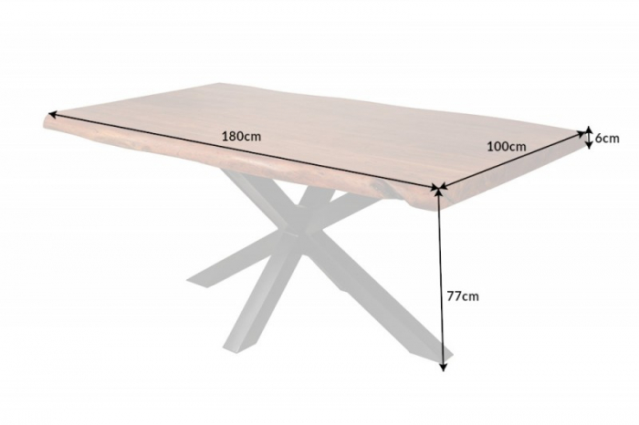 Masa dining dreptunghiulara Mammut cu blat din lemn de salcam si grosime de 6 cm, 180 cm [6]