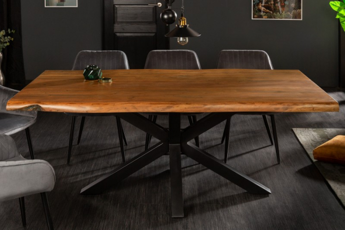 Masa dining dreptunghiulara Mammut cu blat din lemn de salcam si grosime de 6 cm, 180 cm [2]