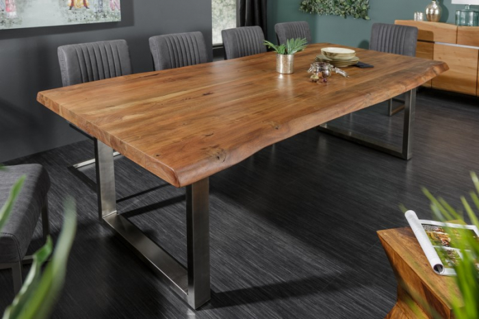 Masa dining dreptunghiulara Mammut cu blat din lemn de salcam si grosime de 6 cm, 220 cm [2]