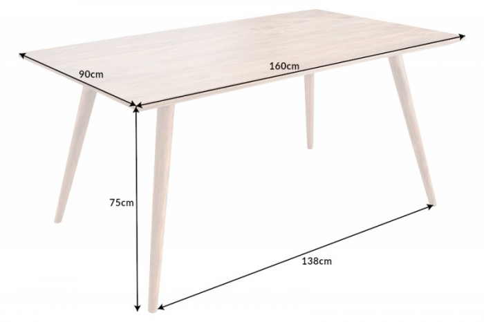 Masa dining dreptunghiulara Mystic Living cu blat din lemn de Sheesham, 160 cm [6]
