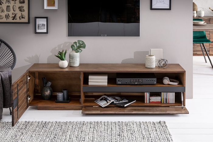 Comoda TV Wotan II din lemn de salcam, 170 cm [4]