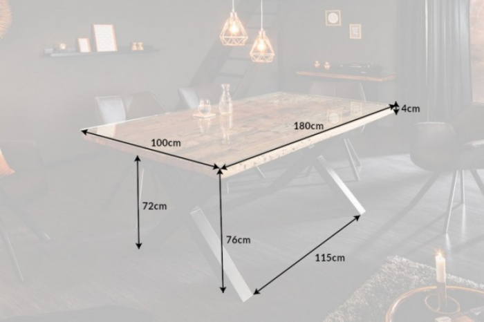 Masă dining din lemn masiv de tec Barracuda, 180 cm [6]