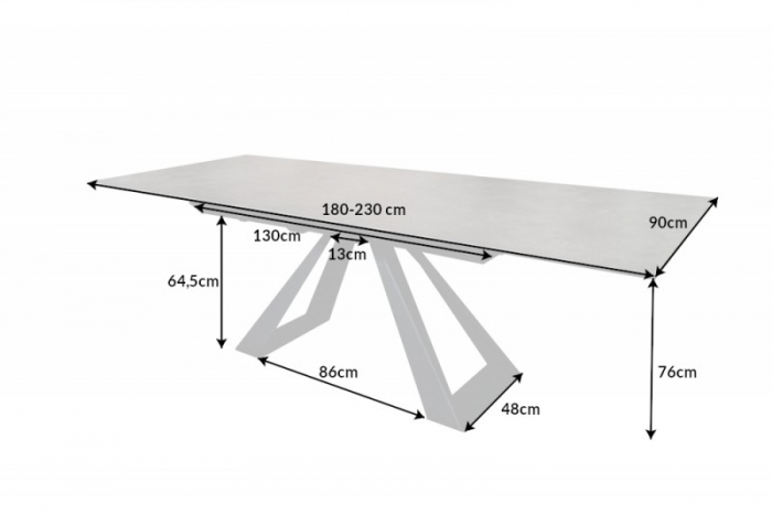 Masă dining extensibilă antracit cu blat de ceramică Concord, 180-230 cm [7]