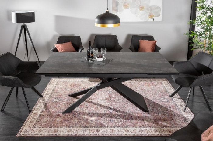 Masă dining extensibilă gri închis cu blat de ceramică Euphoria, 180-220-260 cm [3]