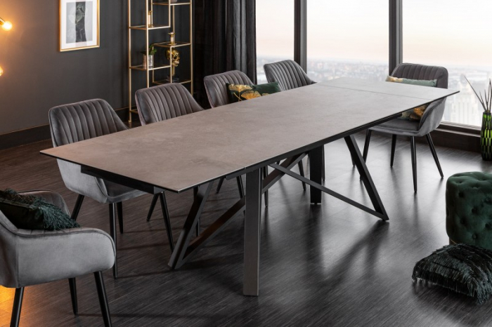 Masă dining extensibilă gri cu blat de ceramică Atlas, 180-220-260 cm [2]