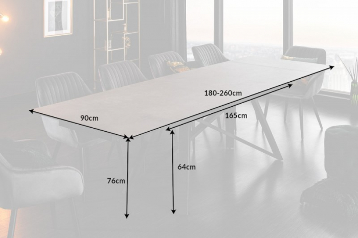 Masă dining extensibilă gri cu blat de ceramică Atlas, 180-220-260 cm [7]