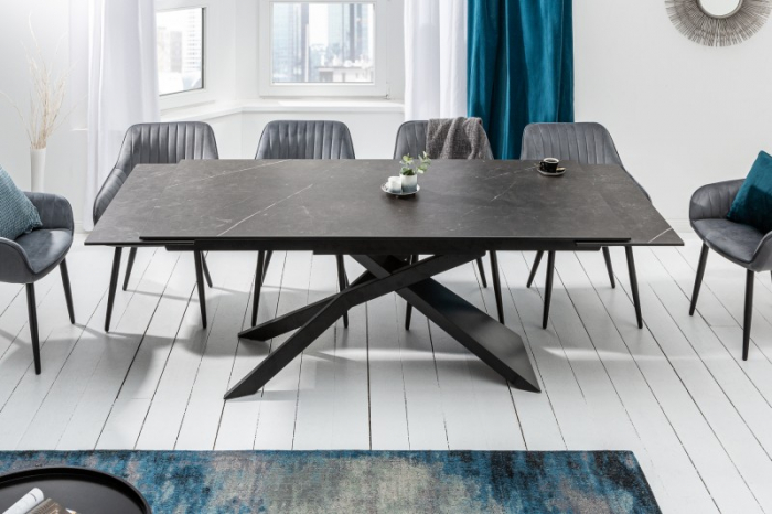 Masă dining extensibilă gri cu blat de ceramică Euphoria, 180-220-260 cm [4]