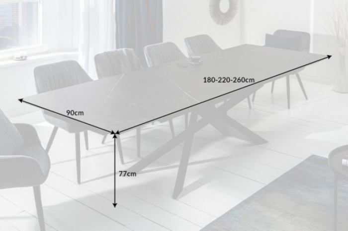 Masă dining extensibilă gri cu blat de ceramică Euphoria, 180-220-260 cm [7]